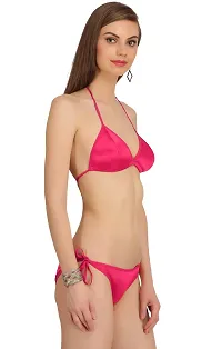 PIBU-Women's Satin Bikini Bra Panty Set for Women Lingerie Set Sexy Honeymoon Undergarments ( Color : Pink,Red,Gold )( Pack of 3 )( Size :32) Model No : Satan et-thumb1