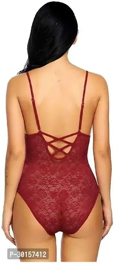 Stylish Maroon Net Bridal Baby Doll Nighy For Women-thumb2