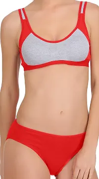 PIBU-Women's Cotton Sports Bra Panty Set for Women Lingerie Set Sexy Honeymoon Undergarments (Color : Red)(Pack of 1) Model No : SK03-thumb4
