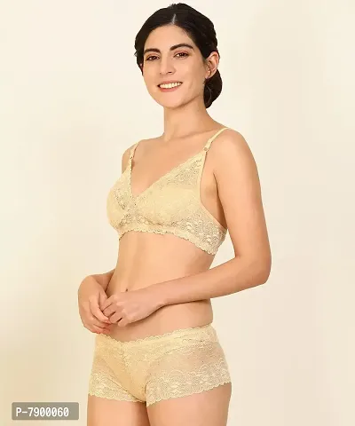 Fashion Comfortz-Women's Soft Lace Cotton Bra and Panty Set-thumb4