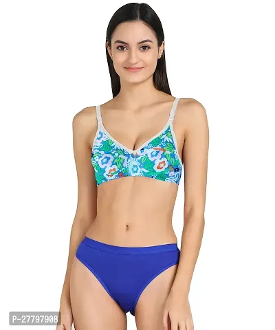 Stylish Blue Cotton Solid Bras For Women-thumb2