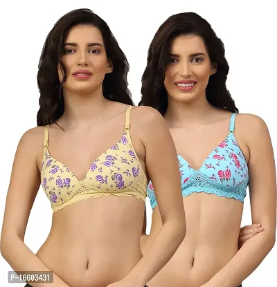 Stylish Women Cotton Non Padded Non-Wired Bra Pack of 2-thumb0