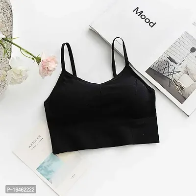 Stylish Black Cotton Solid Bras For Women-thumb0