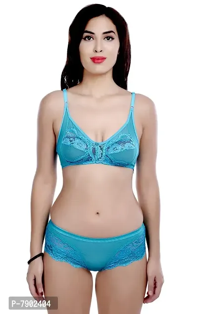 Fashion Comfortz Non Padded Wirefree Bra and Panty Set for Woman Light Blue