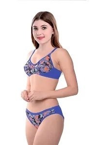 PIBU-Women's Cotton Bra Panty Set for Women Lingerie Set Sexy Honeymoon Undergarments ( Color : Blue )( Pack of 1 )( Size :34) Model No : Sunflower SSet-thumb2