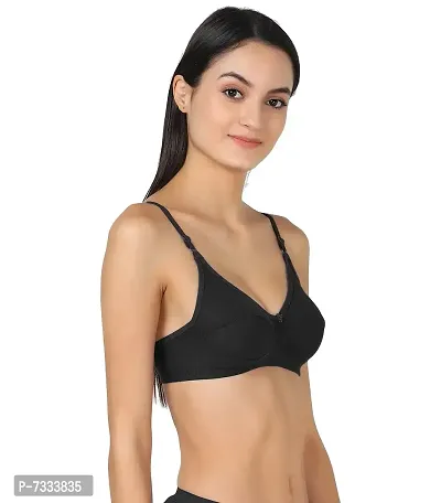 Women T-Shirt Cotton Non Padded Non-Wired Bra (Pack of 2) (Black,Maroon)-thumb2