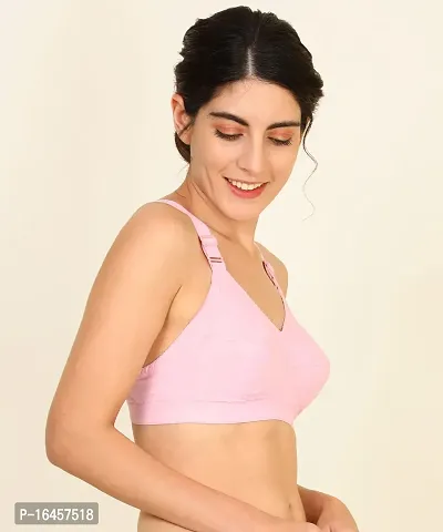 Stylish Pink,White Cotton Solid Bras For Women Pack Of 2-thumb2