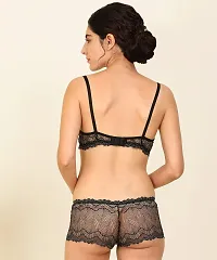 PIBU-Women's Net Bra Panty Set for Women Lingerie Set Sexy Honeymoon Undergarments ( Color : Pink,Black,Red )( Pack of 3 )( Size :32) Model No : Net SSet-thumb3