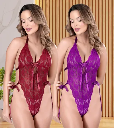 Pack Of 2 Stylish Net Bridal Babydolls/Sexy Night Dress Combo For Women