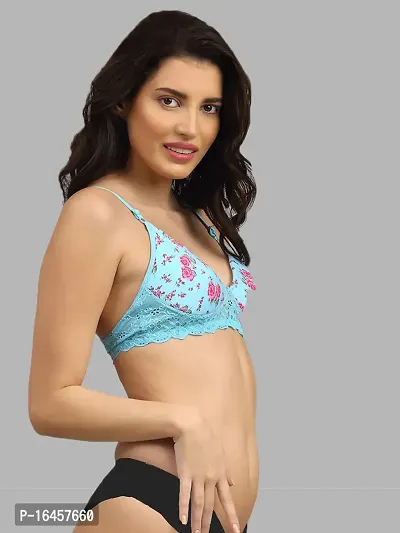 Stylish Blue Cotton Solid Bras For Women-thumb2