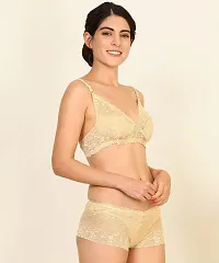 Fashion Comfortz-Women's Soft Lace Cotton Bra and Panty Set-thumb2