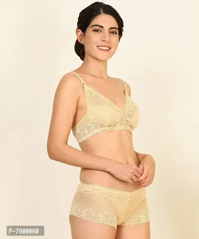 Fashion Comfortz-Women's Soft Lace Cotton Bra and Panty Set-thumb3