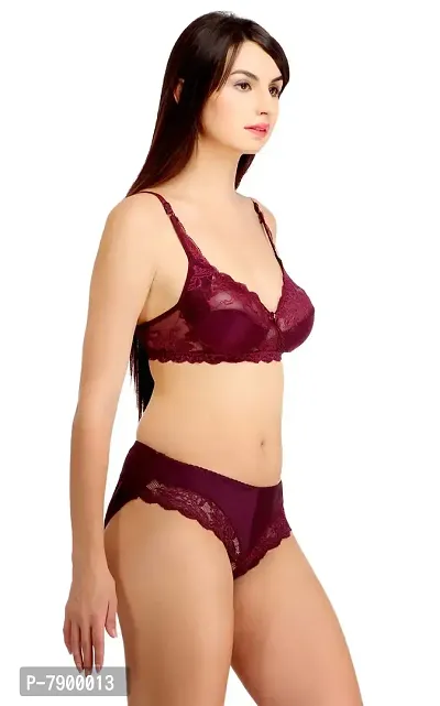 Fashion Comfortz Non Padded Wirefree Bra and Panty Set for Woman Maroon-thumb2