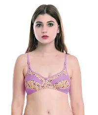 Stylish Purple Cotton Self Pattern Bra And Panty Set For Women-thumb4