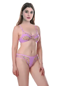 Stylish Purple  Bra  Panty Set For Women-thumb1