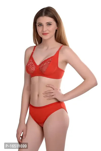 Stylish Red  Bra  Panty Set For Women-thumb2