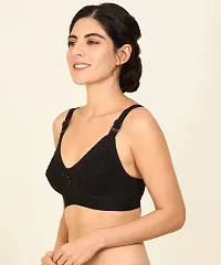 Stylish Black Cotton Solid Bras For Women-thumb2