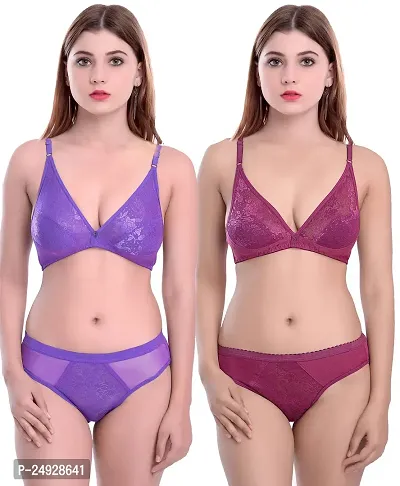 Stylish Cotton Bra And Panty Set For Women Pack Of 2-thumb0