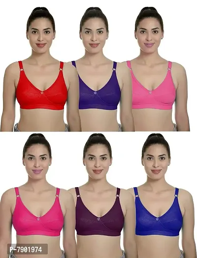 Fashion Comfortz Women's T-Shirt Non Padded Non Wired Bra Color - Pack of 6 Bra-thumb0