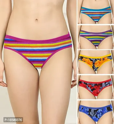 Stylish Multicoloured Cotton Blend  Briefs For Women Pack Of 6