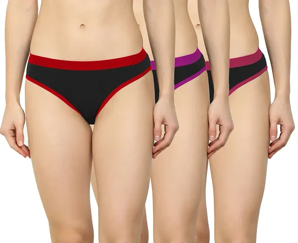 Women Silk Hipster Panties Combo ( Pack of 3 ) ( Color : RedPurplePink ) ( Pattern : Solid ) ( Size : )