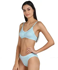 PIBU-Women's Cotton Bra Panty Set for Women Lingerie Set Sexy Honeymoon Undergarments ( Color : Blue )( Pack of 1 )( Size :36) Model No : ZB SSet-thumb2