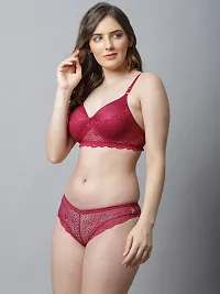 Women Cotton Bra Panty Set for Lingerie Set ( Pack of 1 ) ( Color : Maroon )-thumb2