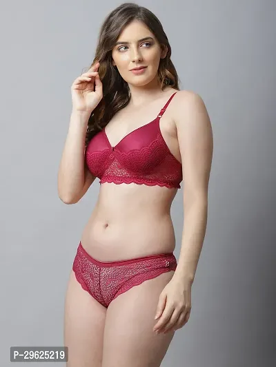 Women Cotton Bra Panty Set for Lingerie Set ( Pack of 1 ) ( Color : Maroon )-thumb3