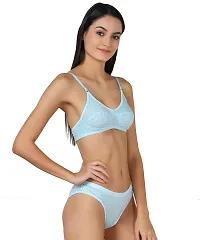 PIBU-Women's Cotton Bra Panty Set for Women Lingerie Set Sexy Honeymoon Undergarments ( Color : Blue )( Pack of 1 )( Size :36) Model No : ZB SSet-thumb1