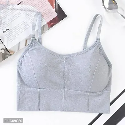 Stylish Grey Cotton Self Design Bras For Women-thumb0