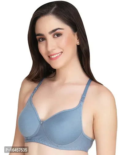 Stylish Blue,Pink,Brown Cotton Solid Bras For Women Pack Of 3-thumb3