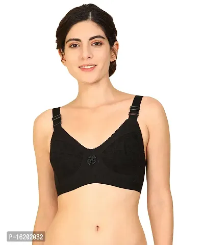 Stylish Black Cotton Solid Bras For Women-thumb0