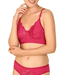 Women Cotton Bra Panty Set for Lingerie Set Pack of 1  Color : Pink-thumb4