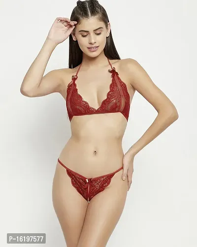 Elegant Maroon Net  Baby Dolls For Women