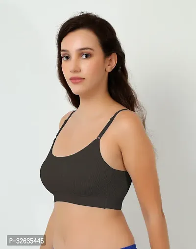 Stylish Black Cotton Solid Bras For Women-thumb2