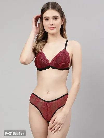 PIBU-Women Red,Maroon Net Bra Panty Set|Lingerie Set|Honeymoon Night Dress Wedding|Valentine Beautiful Gift for Girl|Bra Panty Set for Women with Sexy|Bra Panty Set for Women-thumb4