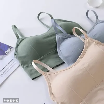 Stylish Women Cotton Non Padded Non-Wired Bra Pack of 3-thumb0