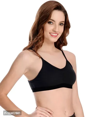 Stylish Black Cotton Solid Bras For Women-thumb2