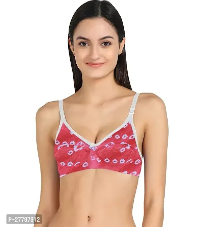 Stylish Red Cotton Solid Bras For Women