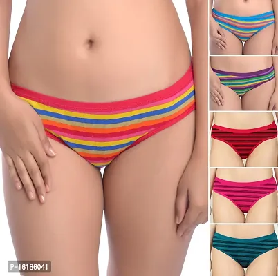 Stylish Multicoloured Cotton Blend Briefs For Women Pack Of 6-thumb0