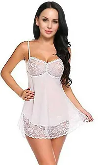 Stylish White Net Bridal Baby Doll For Women-thumb2