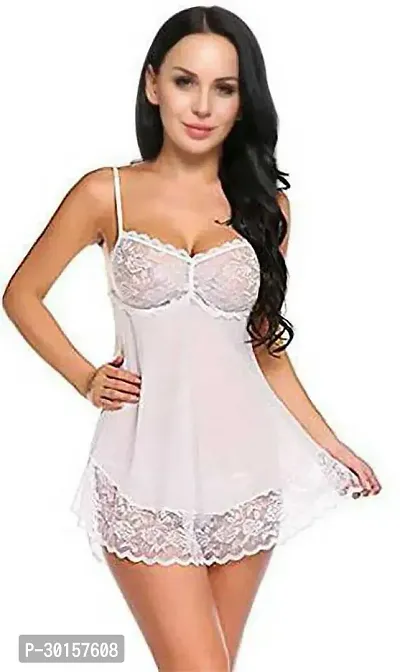 Stylish White Net Bridal Baby Doll For Women-thumb3