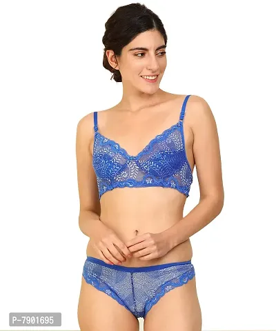 Buy Fashion Comfortz Net Lace Bra And Panty Set Womens Girls Ladies Undergarments Bra Panty Set For Women With Sexy Panty Bra Set For Women Bridal Bra Panty Set Womens Blue Online