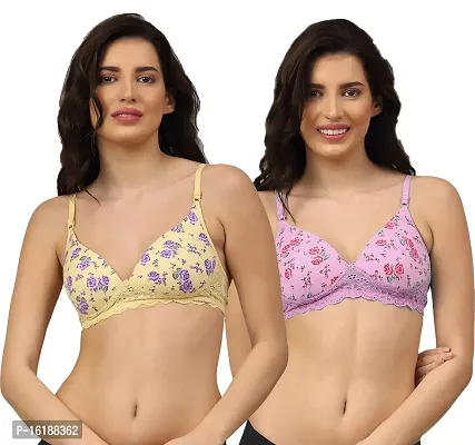 Buy Stylish Cotton Printed Bras For Women- Pack Of 2 Online In