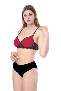 PIBU-Women's Cotton Bra Panty Set for Women Lingerie Set Sexy Honeymoon Undergarments (Color : Red,Pink,Orange)(Pack of 3)(Size :30) Model No : LPD Set-thumb2