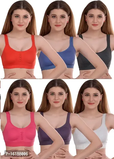 Stylish Cotton Solid Bras For Women- Pack Of 6-thumb0