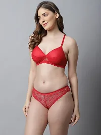 Women Cotton Bra Panty Set for Lingerie Set ( Pack of 1 ) ( Color : Red )-thumb2