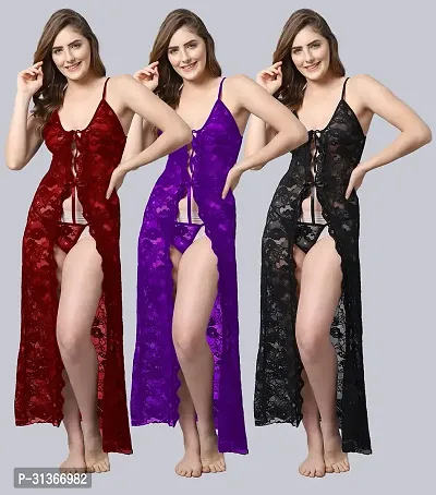 Babydoll Sexy Lingerie Set for Honeymoon Pack of 3