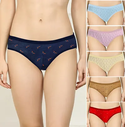 Women Silk Hipster Panties Combo ( Pack of ) ( Color : RedBlueBrownRedBluePink ) ( Pattern : Solid ) ( Size : )