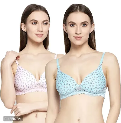 Stylish Cotton Printed Bras For Women- Pack Of 2